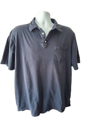 Faded Glory Polo Shirt XL Navy Organic Cotton Pocket Coastal Preppy Dadcore